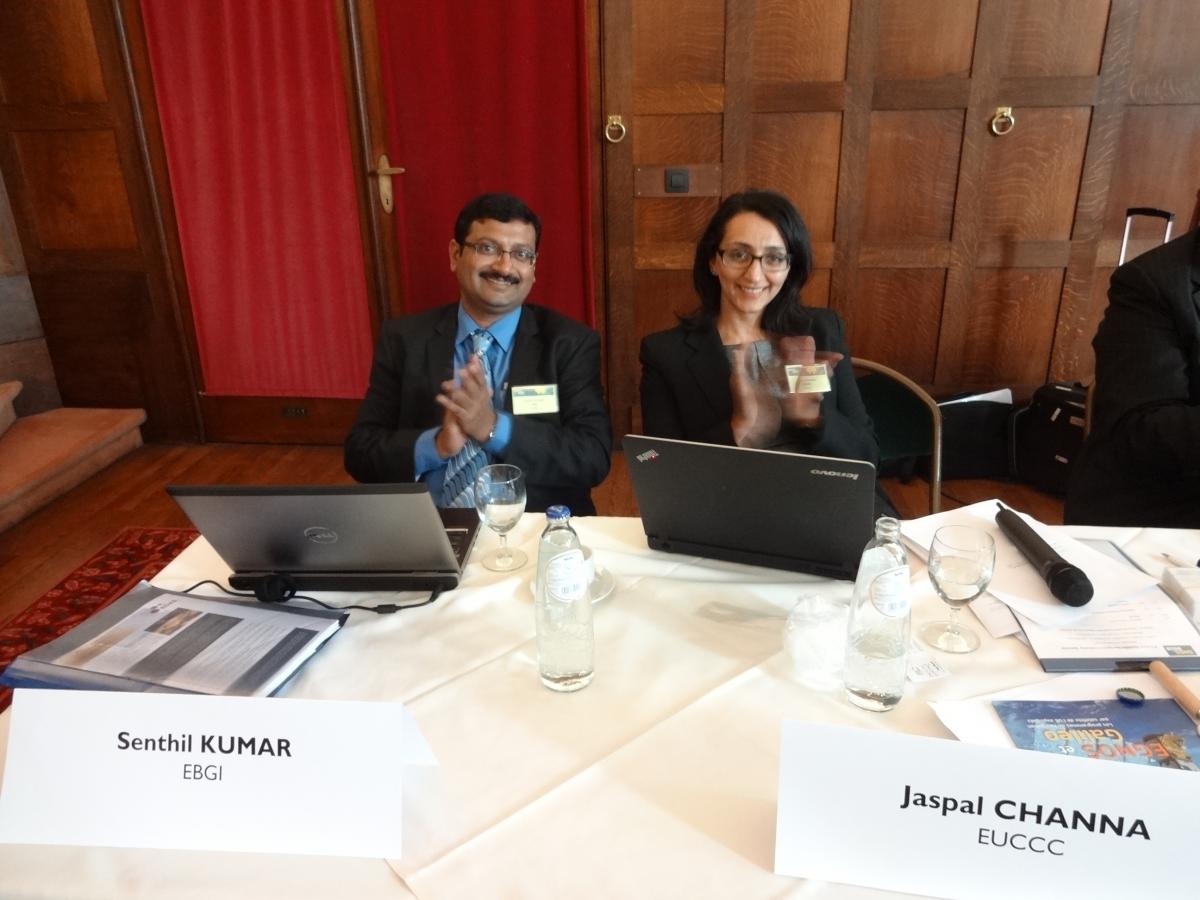 Senthil Kumar from European Business Group India (left) and Jaspal Channa from the EU Chamber of Commerce in China (EUCCC)