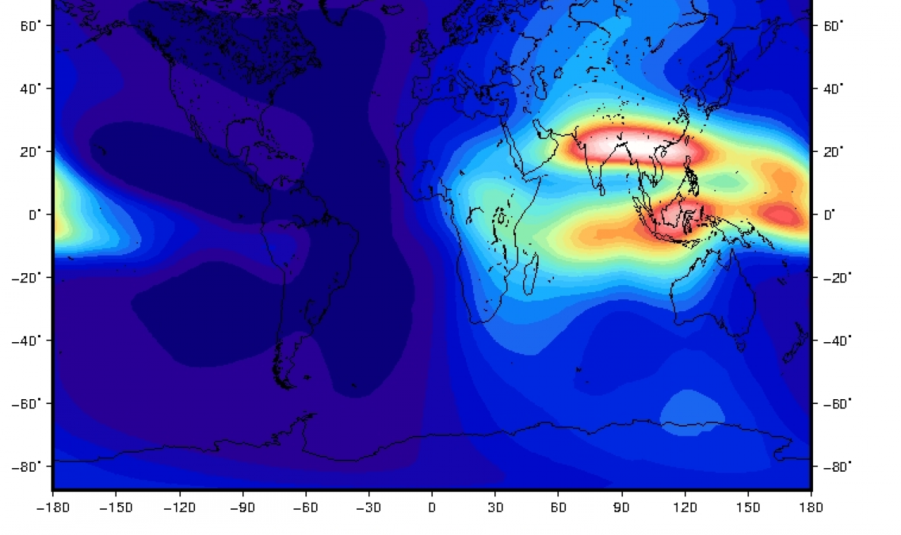 Global ionospheric map calculated with NeQuick G for the 18 09 2019 at 07 UT (DOY 261, 2019)