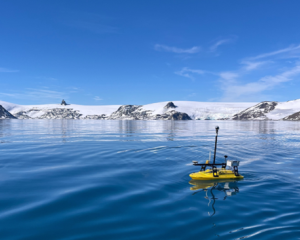 Unmanned Surface Vessel (USV) deployed in the Antarctica (Photo credit: Ocean Mapping Group)